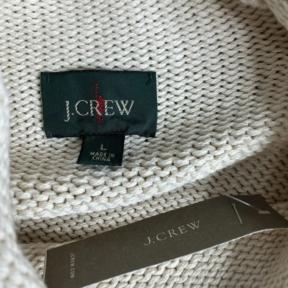J Crew 1988 Rollneck Sweater Mens L Cream Cotton Preppy Coastal BW186‎
